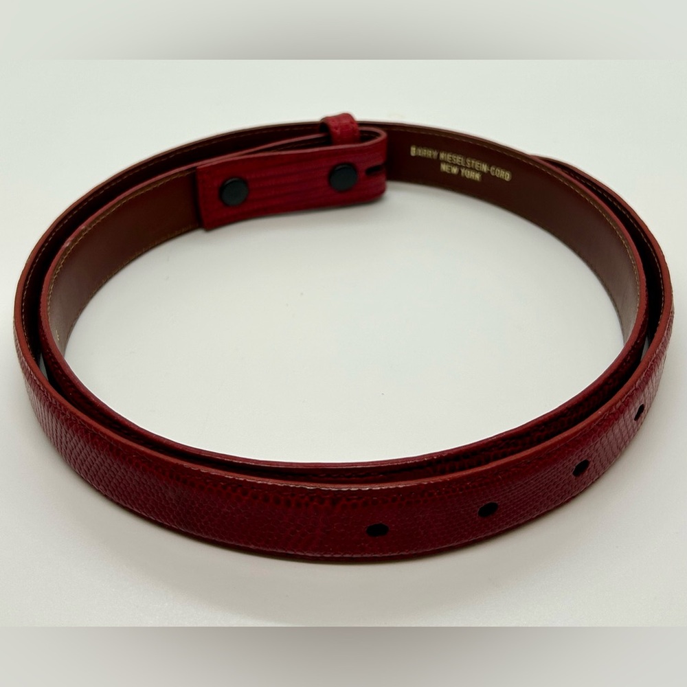 Barry Kieselstein-Cord Vintage Skinny Red Lizard Belt Strap 4 NEW CONDITION - Picture 2 of 10